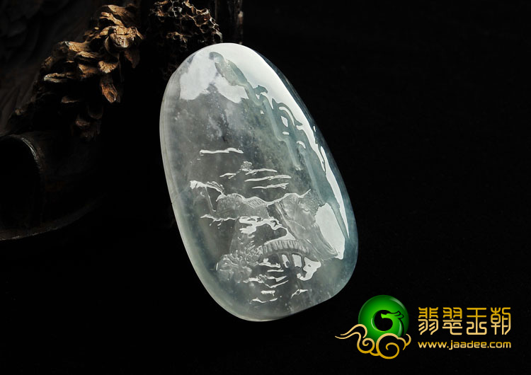 冰种晴水缅甸翡翠A货风寒夜归人挂件