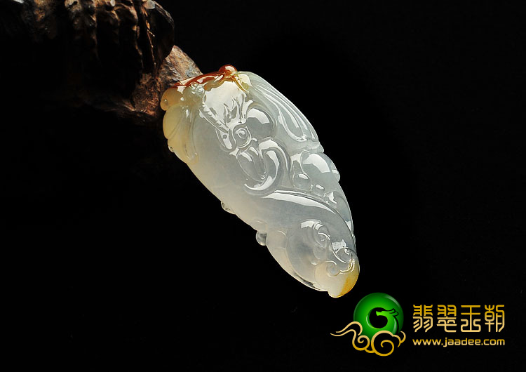 冰种红黄翡缅甸翡翠A货吉祥如意挂件