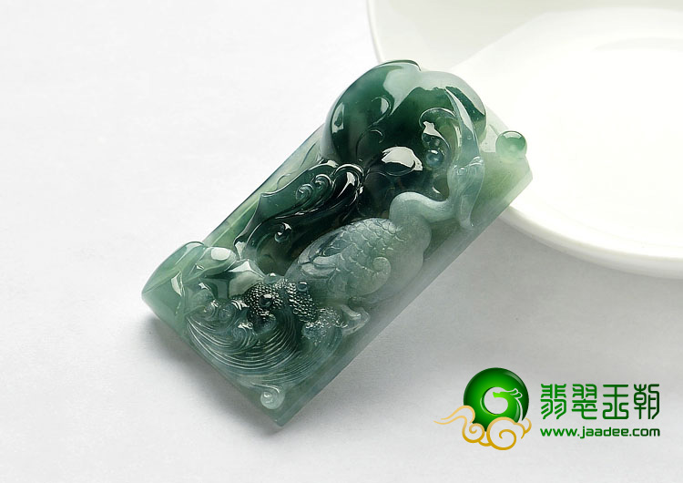 冰种蓝水缅甸翡翠A货一路连科挂件