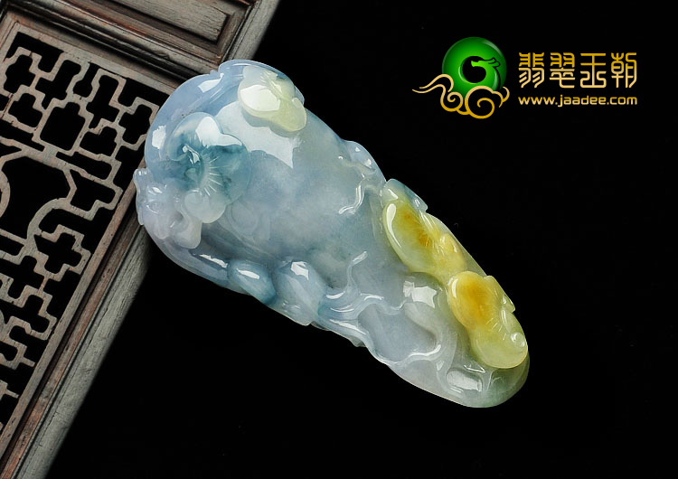 糯冰种黄翡飘花缅甸翡翠A货人生如意挂件