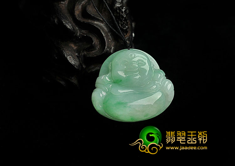 糯冰种飘翠缅甸翡翠A货玉佛挂件
