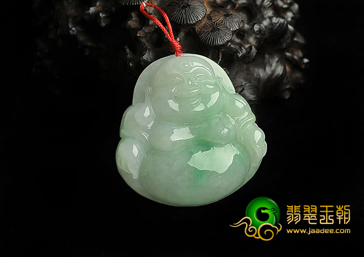糯冰种飘翠缅甸翡翠A货玉佛挂件
