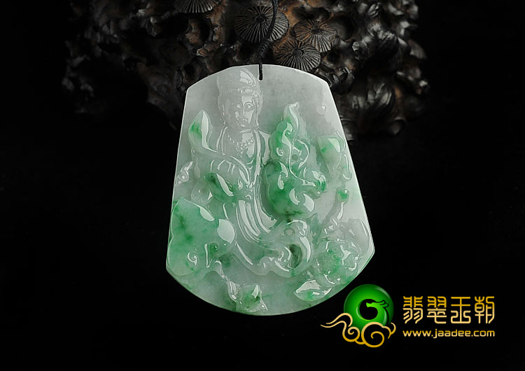 糯冰种飘翠缅甸翡翠A货观音挂件