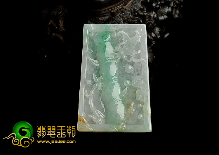 冰种飘翠缅甸翡翠A货节节高升挂件