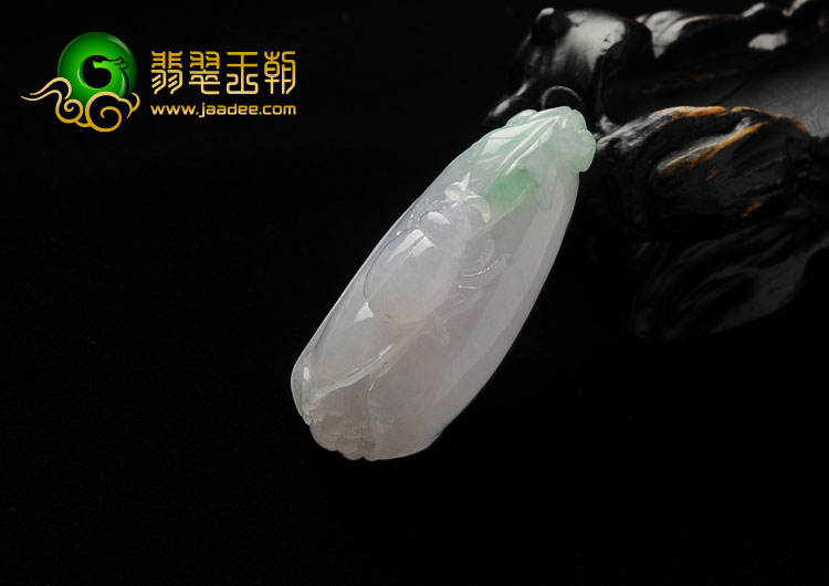 糯冰种飘花缅甸翡翠A货玉兰花挂件
