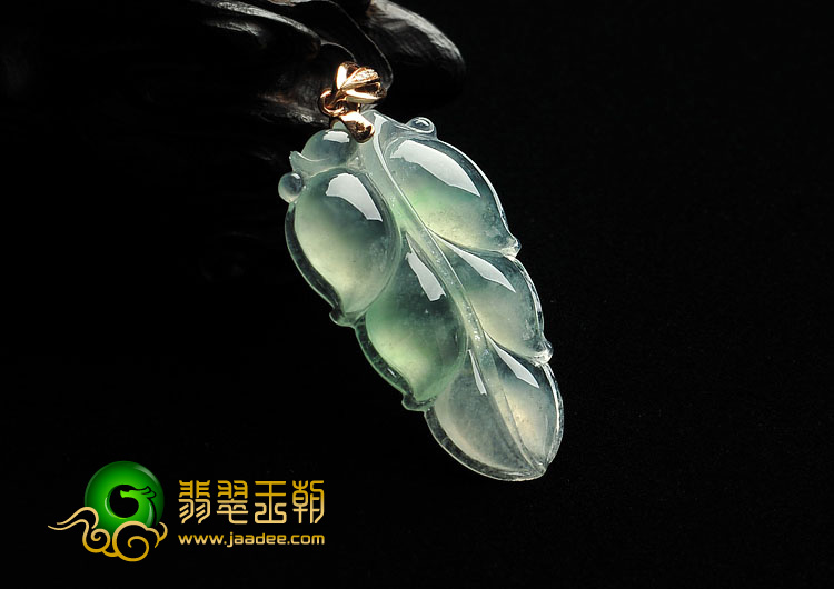 冰种晴水缅甸翡翠A货叶子挂件