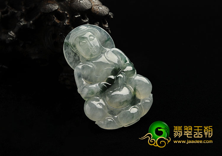 糯冰种飘花缅甸翡翠A货观音挂件