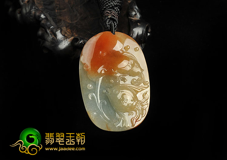 冰种红黄翡缅甸翡翠A货年年有余挂件