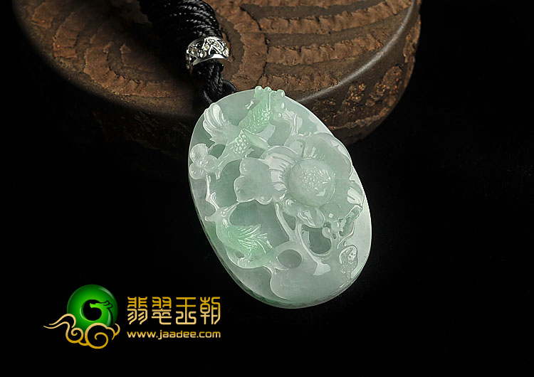 糯冰种豆色缅甸翡翠A货花开富贵挂件