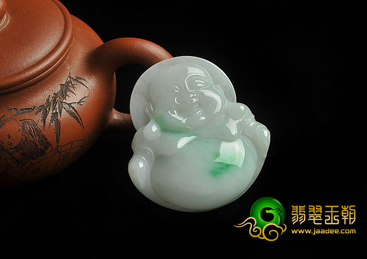 (超值推荐)糯冰种飘翠缅甸翡翠A货玉佛挂件