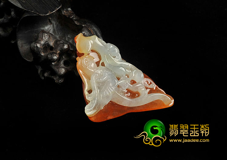冰种红黄翡缅甸翡翠A货鹦鹉挂件
