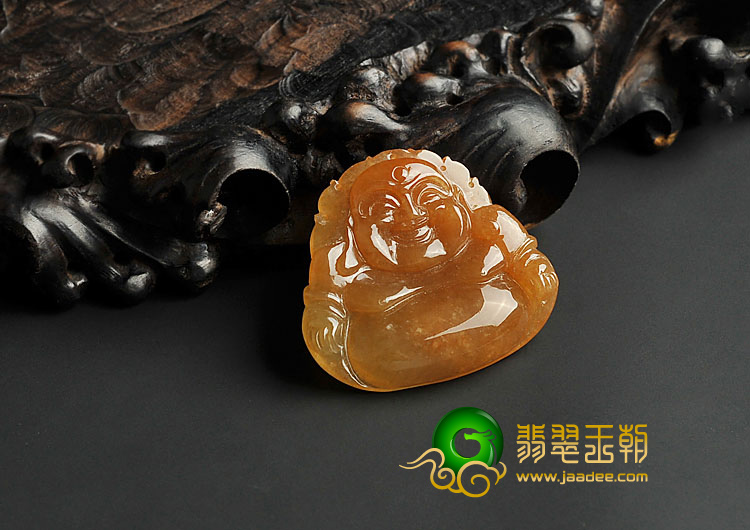 冰种黄翡缅甸翡翠A货玉佛挂件