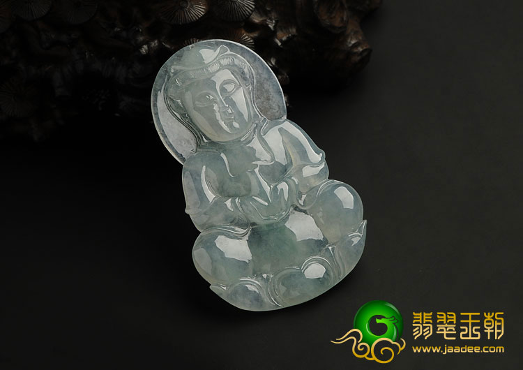 冰种晴水缅甸翡翠A货观音挂件