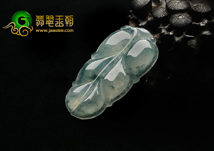冰种飘花缅甸翡翠A货叶子挂件