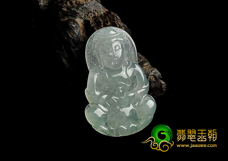 冰种晴水缅甸翡翠A货观音挂件