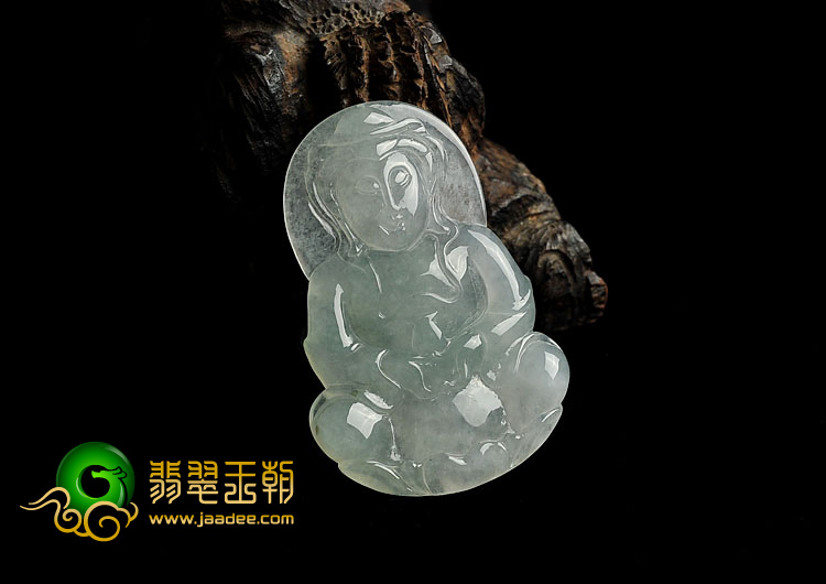 冰种晴水缅甸翡翠A货观音挂件