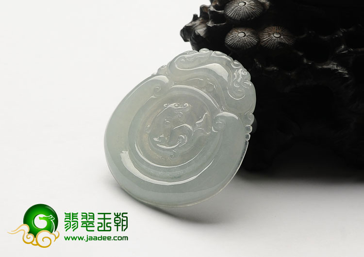 冰种晴水缅甸翡翠A货双龙如意挂件（一对）