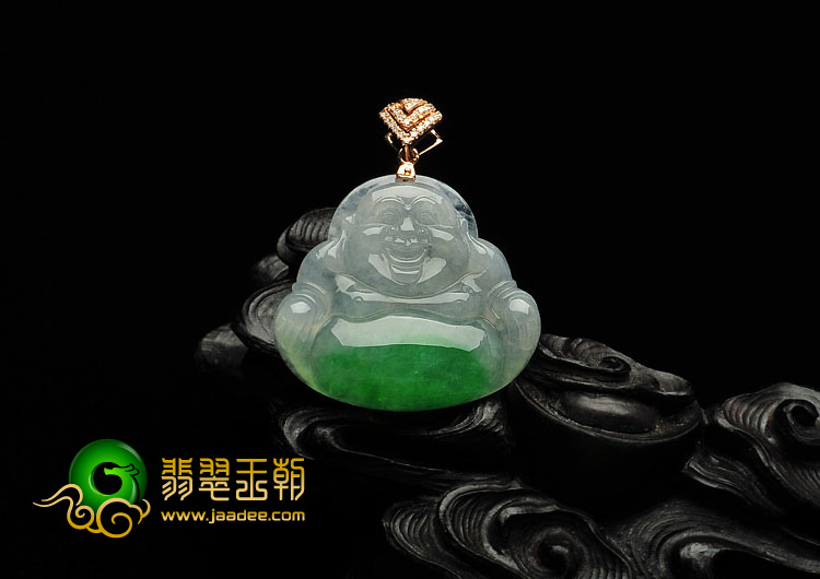 冰种翠色缅甸翡翠A货玉佛挂件