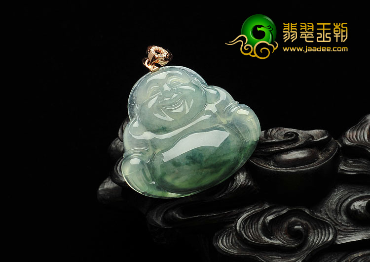 冰种飘花缅甸翡翠A货玉佛挂件