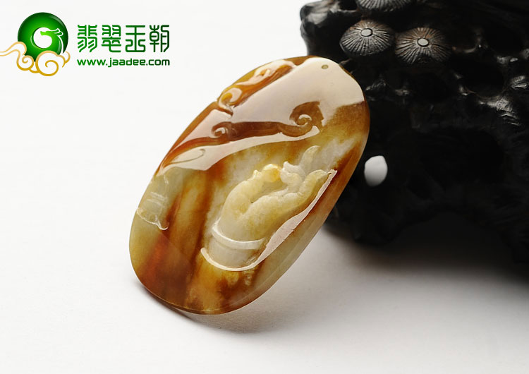 糯冰种褐红黄翡缅甸翡翠A货八方宝来挂件
