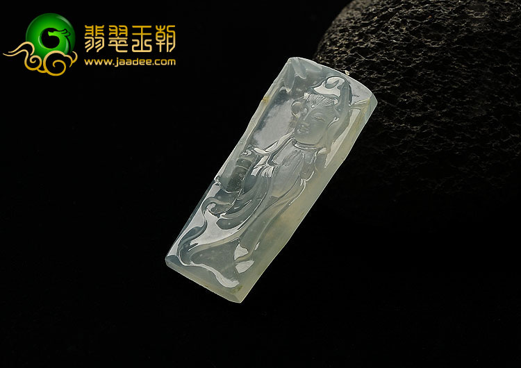 冰种晴水缅甸翡翠A货站观音挂件