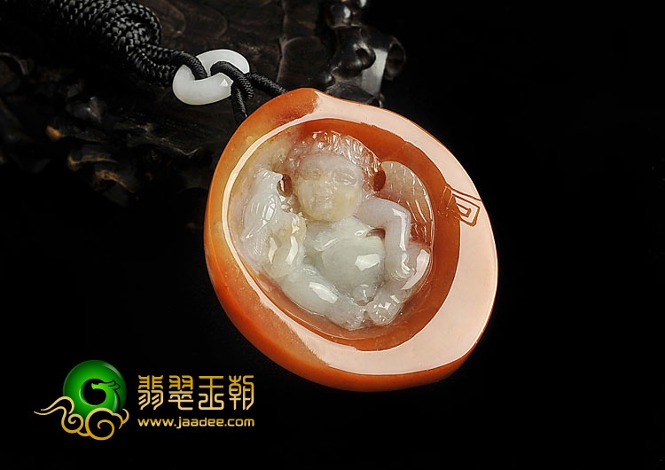 糯冰种红黄翡缅甸翡翠A货和平天使挂件