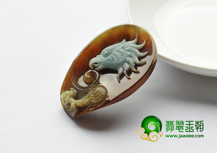 糯冰种褐红翡缅甸翡翠A货鹰头挂件