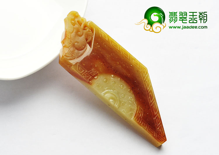 糯冰种褐黄翡缅甸翡翠A货仿古龙挂件