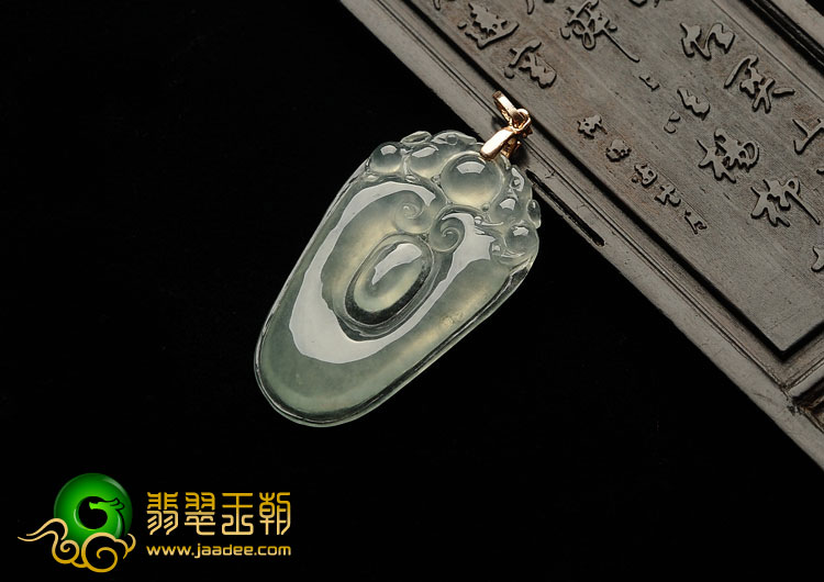冰种晴水缅甸翡翠A货福在眼前挂件