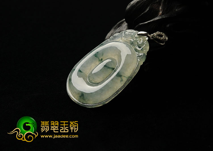 冰种飘花缅甸翡翠A货福在眼前挂件