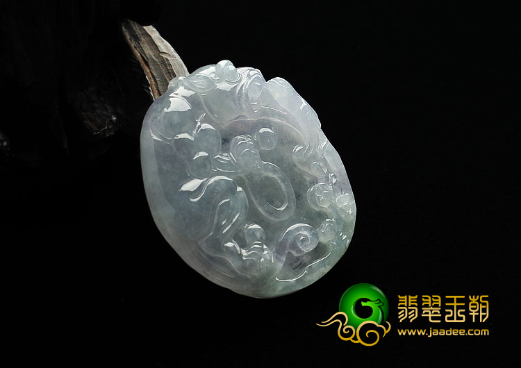 冰种晴水缅甸翡翠A货龙头挂件