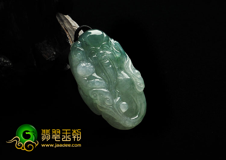 糯冰种晴水缅甸翡翠A货寿星挂件