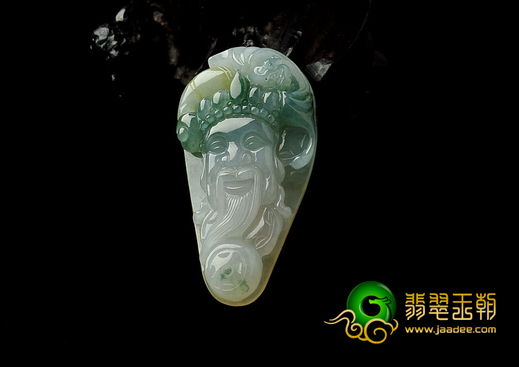 糯冰种飘花缅甸翡翠A货财神挂件