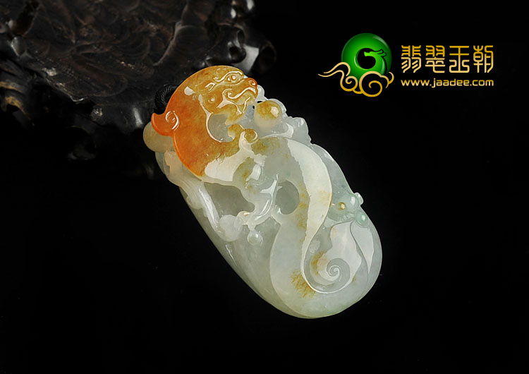 糯冰种晴水褐黄翡略飘花缅甸翡翠A货龙行如意挂件