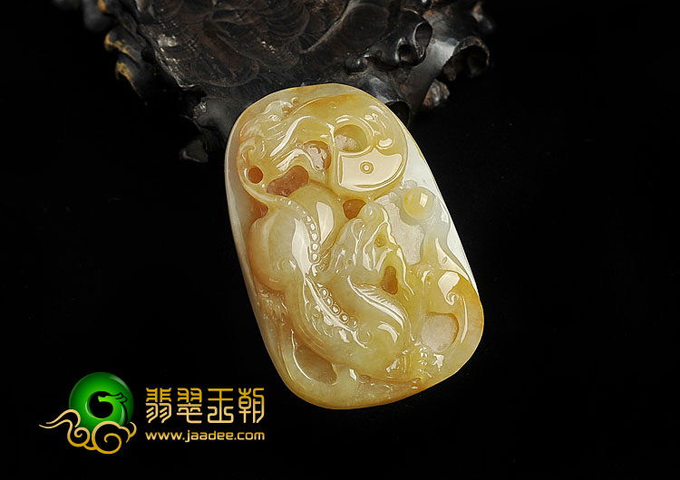 糯冰种黄翡缅甸翡翠A货龙行如意挂件