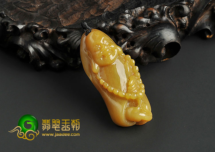 细糯种黄翡缅甸翡翠A货玉佛挂件