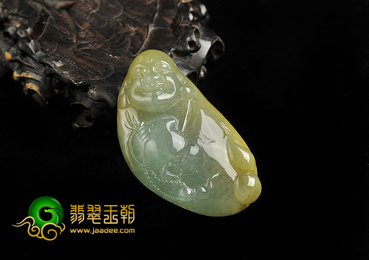 冰种褐黄翡晴水缅甸翡翠A货寿桃挂件