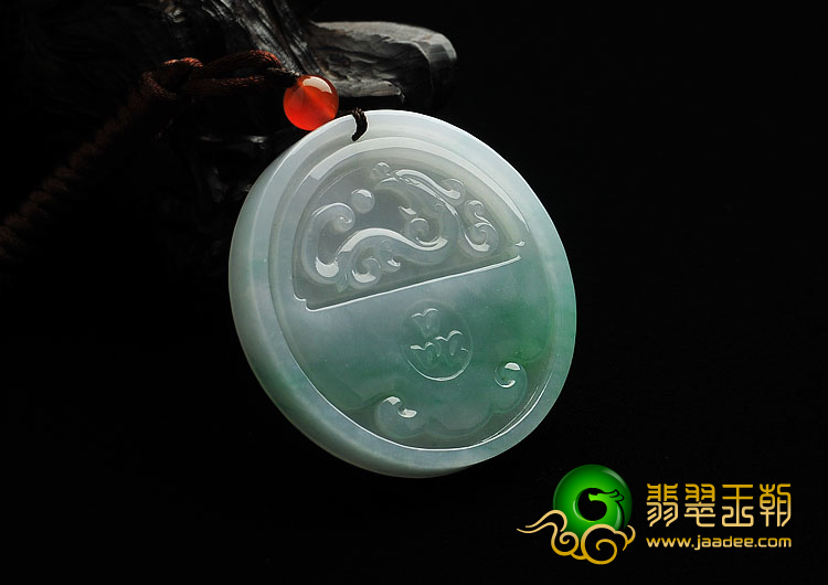 糯冰种飘翠缅甸翡翠A货龙凤呈祥挂件