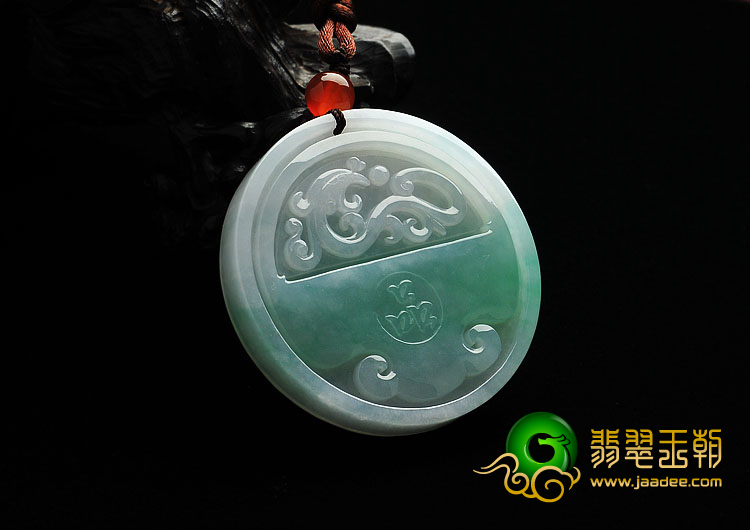 糯冰种飘翠缅甸翡翠A货龙凤呈祥挂件
