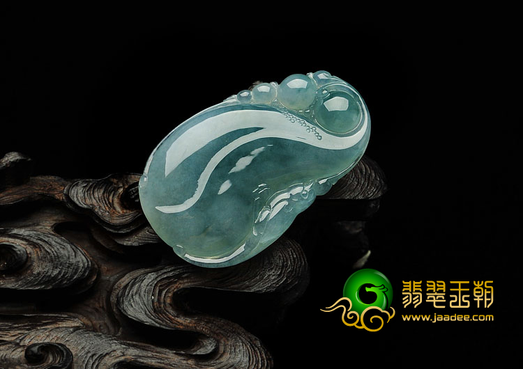 冰种飘花缅甸翡翠A货福瓜挂件