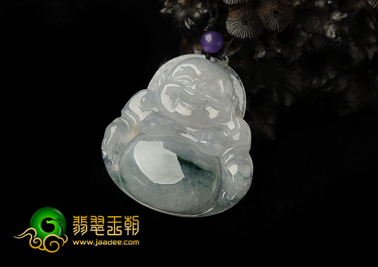 冰种飘花缅甸翡翠A货玉佛挂件