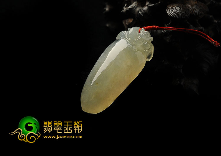 糯冰种黄翡缅甸翡翠A货福瓜挂件