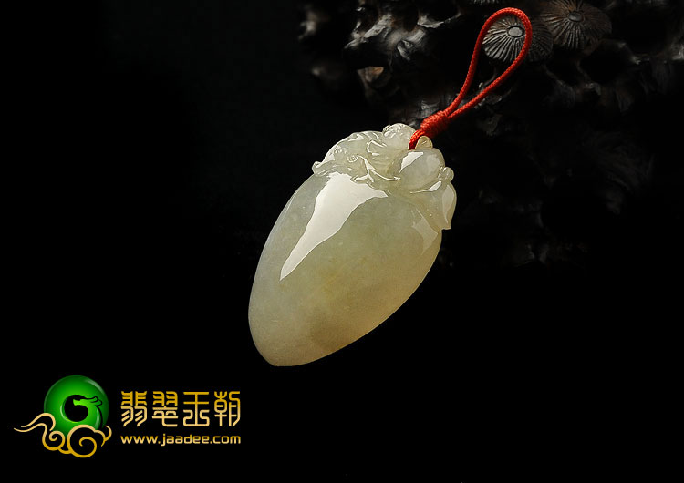 糯冰种黄翡缅甸翡翠A货寿桃挂件