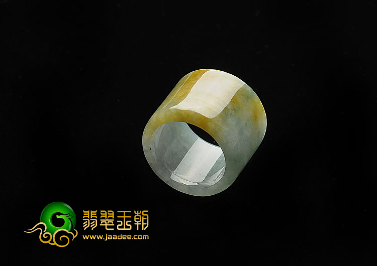 糯冰种黄翡晴水缅甸翡翠A货扳指