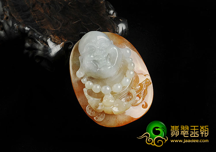 糯冰种红黄翡缅甸翡翠A货纳福挂件