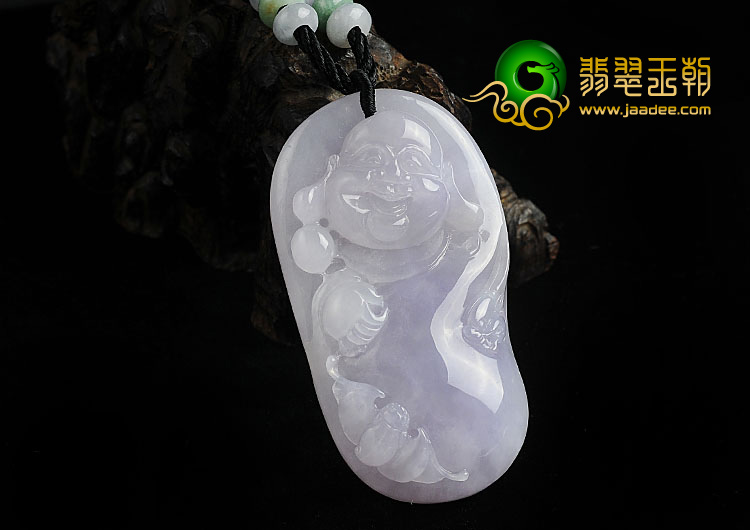 冰种紫罗兰缅甸翡翠A货纳福挂件