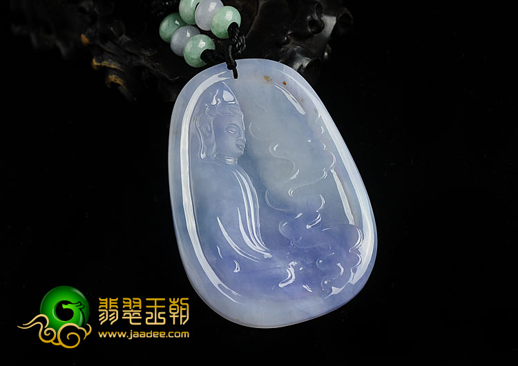 冰种紫罗兰缅甸翡翠A货观音挂件