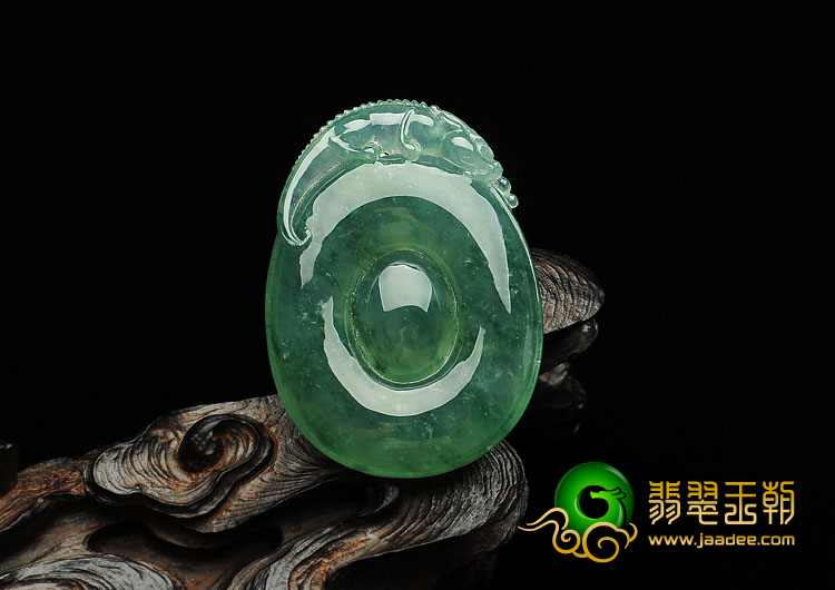冰种飘花缅甸翡翠A货福在眼前挂件