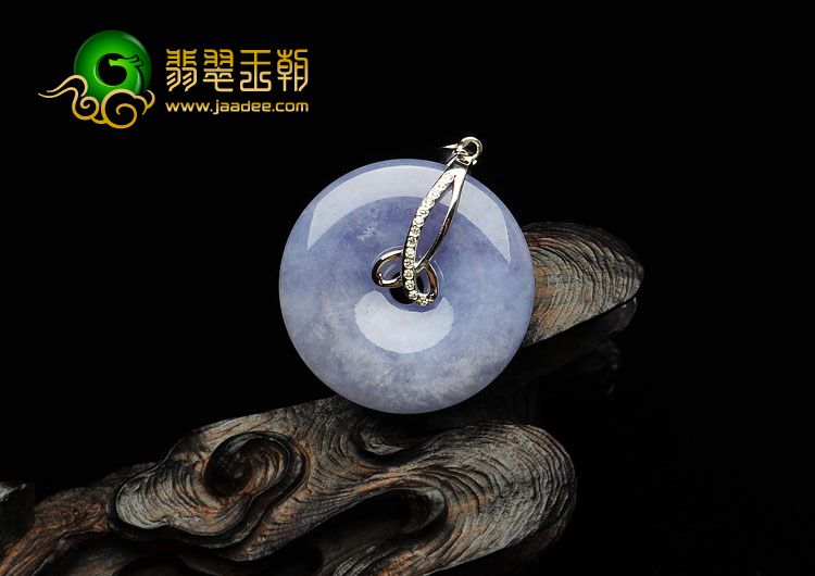 糯冰种紫罗兰缅甸翡翠A货平安扣胸坠（银扣）