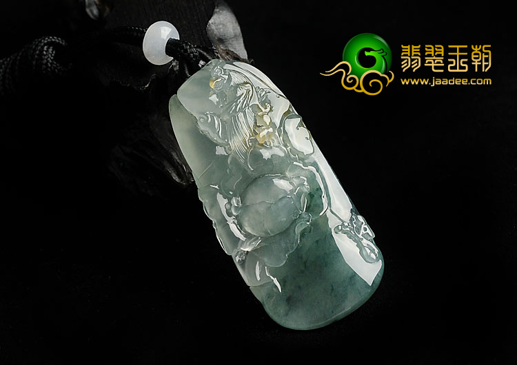 冰种飘花略带黄翡缅甸翡翠A货鸟语花香挂件